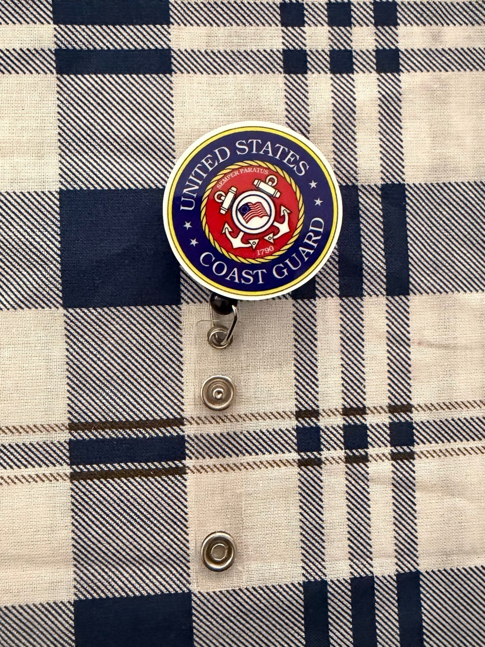 United States Coast Guard Badge Reel - Navy Blue & Red